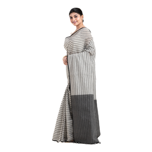 คอลเลกชั่นใหม่ผ้านิ่มและน้ำหนักเบาเป็นมิตรกับสิ่งแวดล้อมผ้าไหม/ผ้าฝ้ายมีมือจับสีเทาสีดำบิวตี้ซารีดีไซน์แฟนซีสำสำหรับงานแต่งงานของผู้หญิง - Product Image 2