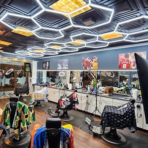 Chất Lượng Cao Thay Đổi Độ Sáng LED Treo Ánh Sáng Hình Lục Giác Thiết Kế Với 5 Lưới Hệ Thống Nhôm Cơ Thể Cho Tiệm Cắt Tóc & Tóc Salon - Product Image 2