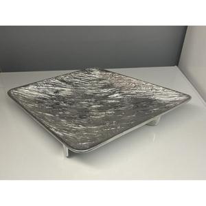 Square Shape <b>Silver</b> <b>Tray</b> And Dish Footed Base Decorative <b>Trays</b> For Event Parties Table Display Handmade Food Platter <b>Trays</b> - Product Image 1
