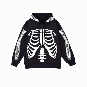 Sudadera con Capucha Oversize Unisex Forrada para Invierno, con Estampado Gótico en Negro, Estilo Ring-Mode Gears, 100% Algodón Tejido - Product Image 1