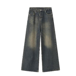Wholesale Price High Quality Trendy Casual Baggy <b>Jeans</b> for Men Mid Waist Straight Leg Breathable Eco-Friendly 100% Cotton Autumn - Product Image 1
