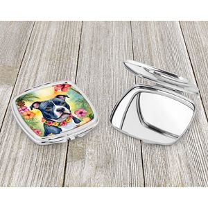 Staffordshire Bull Terrier Luau Compact Folding Handheld Makeup <b>Mirror</b> Portable <b>Travel</b> Decorative <b>Mirror</b> Gift for Women Girls - Product Image 3