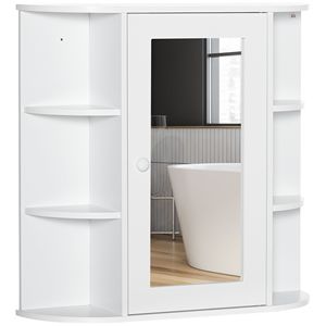 Mobiletto da Bagno Bianco Sopra il Lavandino con Anta a Specchio, Organizzatore per Arredo Bagno - Product Image 1