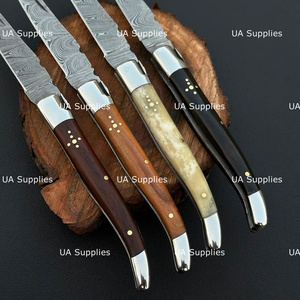 French Laguiole Style Hunting Folding Knife Handmade Damascus Steel Pocket Knife Wood Handle Clip Point Wholesale OEM ODM Knives - Product Image 6