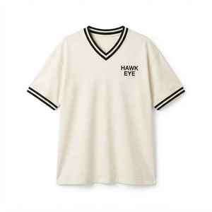 T-shirt ample blanc à col en V pour femme, manches courtes, en jersey de coton, imprimé logo, coupe décontractée, printemps-été - Product Image 6