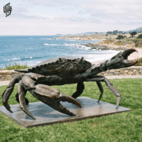 Grandes sculptures de crabes en bronze coulé, artisanat métallique, sculptures d'animaux pour la décoration extérieure de plage
