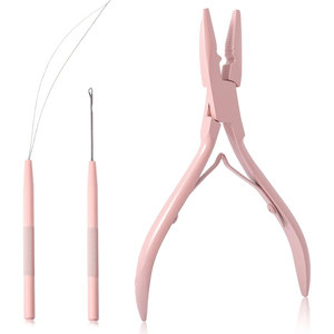 Kit d'extensions capillaires Micro Links professionnel avec pinces, aiguille à boucle, crochet de tirage et outils pour perles - Product Image 4