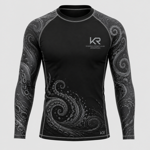 Chemise Rash Guard à manches longues pour homme Khawaja Rafique Ullah Enterprises, imprimé pieuvre noir, séchage rapide, en spandex et polyester, personnalisable - Product Image 1