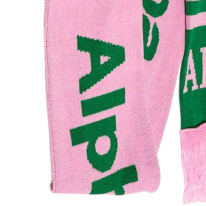 Écharpe en tricot AKA rose et verte, douce et tissée, avec franges, accessoires d'hiver pour sororité grecque, vêtements pour temps froid - Product Image 6