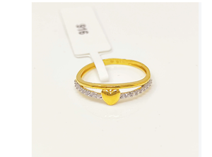 22K Solid Gold Heart Ring for Women Authentic 916 Yellow Gold Double Band Cubic Zirconia Finger Ring Luxury Fine Jewelry Gift - Product Image 2