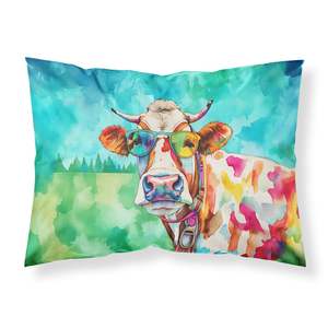 Nouveau léger Super doux facile à entretenir oeuvre décorative vache taie d'oreiller Hippie Animal taille Standard housse de coussin - Product Image 1