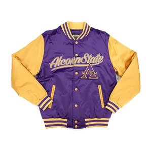 Chaqueta Deportiva de Satén Personalizada de Invierno del Equipo Alcorn State |   Béisbol Masculino |   Soporte |   Logotipo Bordado |   Fabricante OEM al por Mayor - Product Image 1