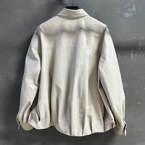 Chaqueta de Moto Unisex de Cuero PU Negro con Cierre de Media Cremallera, Cuello en V, Corte Ajustado Regular, Forro de Fibra de Bambú, Estilo Vintage para Invierno - Product Image 5