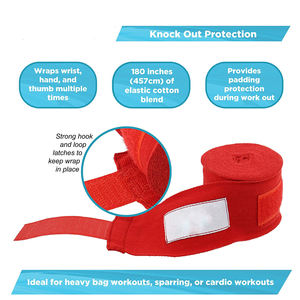 ผ้าพันมือสำหรับชกมวยแบบขายส่งจากโรงงาน ออกแบบเองได้ สีแดง สำหรับยกน้ำหนัก พาวเวอร์ลิฟติ้ง ผ้าพันมือแบบรัดกระชับ ใช้ได้ทั้งมือซ้ายและขวา - Product Image 6