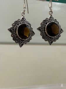 Ensemble de boucles d'oreilles bohèmes en verre fumé, pierre en forme de cœur, boucles d'oreilles pendantes en argent allemand, élégantes, tendance, unisexes, cadeau - Product Image 2
