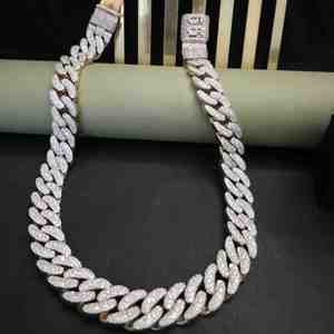 Cadena Cubana de Lujo con Diamantes Cultivados en Laboratorio en Plata de Ley 925 para Fiesta, Cadena Cubana de 22MM - Product Image 4