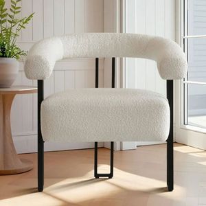 Sillón Moderno de Lujo Tapizado con Estructura de Hierro, Sillón Bouclé para Sala de Estar, Comedor y Uso en Hoteles - Product Image 1