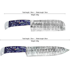 Juego de cuchillos de chef profesionales de acero de Damasco, colección completa de cuchillos de cocina para hotel, restaurante, escuela culinaria - Product Image 3