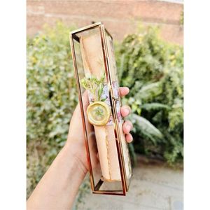 Caja de Metal Dorada de Lujo para Invitaciones de Boda, Caja de Embalaje Elegante para Pergaminos, Caja de Regalo Decorativa al por Mayor - Product Image 3