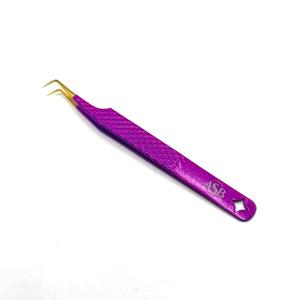 Pinzas de Precisión para Pestañas de Color Morado, Acero Inoxidable, Punta de 90 Grados, Superficie Lisa, Herramienta Profesional para Extensión de Pestañas - Product Image 3