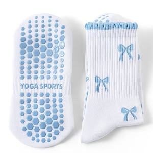<b>Custom</b> Yoga <b>Grip</b> <b>Socks</b> Bow Pattern Wholesale Non Slip Pilates <b>Socks</b> ODM Private Label Manufacturer - Product Image 1