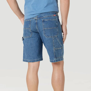 Shorts Bermuda en jean bleu pour homme, taille mi-haute, avec poches, fermeture boutonnée, style décontracté, 100% coton, tissu lavé - Product Image 2