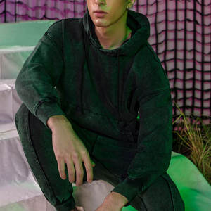 Hot Selling Custom Logo Men Acid <b>Wash</b> Tracksuit With Custom Logo Wholesale OEM Vintage Streetwear Pullover Acid Washed Tracksuit - Product Image 2