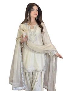 Designer Elegant Party Wear Pure Glass Satin Top & Palazzo Dupatta Set Embroidery Sequence Work Rivet Moti Work Quick Dry <b>Kurta</b> - Product Image 5