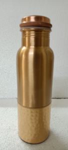 Bouteille d'eau en cuivre pur, finition martelée, design élégant, bouteille à boire anti-fuite, bouteille ayurvédique, réutilisable, voyage, maison, bureau - Product Image 5