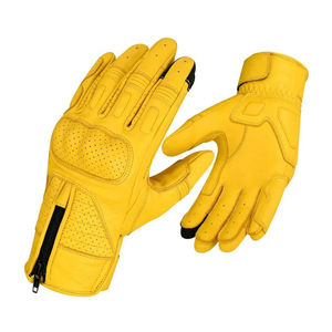 Gants d'équitation en cuir véritable pour homme, jaune uni, fermeture auto-agrippante, coupe classique 2026 - Product Image 4