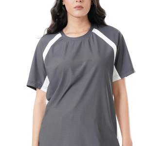 T-shirt noir uni pour femme, coupe ajustée, manches courtes, en coton épais, délavé à l'acide, personnalisable, haute qualité, OEM, vente en gros - Product Image 2