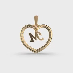 Pendentif en argent en forme de cœur avec alphabet d'amour personnalisé et moissanite, nouveau prix de gros en Inde, pendentifs et breloques en diamant - Product Image 3