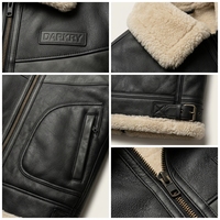 Veste en cuir véritable pour homme, fourrure de mouton noire, style aviateur B3, veste bomber d'hiver chaude, vêtements d'aviateur personnalisés, épais et résistants