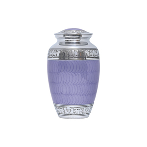 Handcrafted Adult Purple Brass Cremation <b>Urn</b> Engraved Silver Bands <b>Large</b> Metal Funeral Memorial <b>Urn</b> For Human Ashes - Product Image 2
