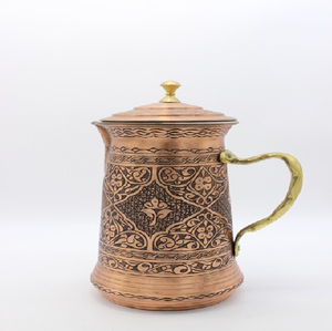 Premium made in India textured <b>copper</b> water pitcher with stylized <b>handles</b>, available at wholesale prices. - Product Image 2