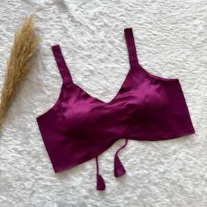 Blusa de Sari de Seda Satinada Tejida Sexy para Mujer |   Blusa Acolchada de Diseño |   Correa Ajustable para la Espalda |   Vestido de Verano sin Mangas, Transpirable, para Boda - Product Image 4