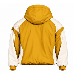 <b>Mens</b> Mustard <b>Yellow</b> Neutral Contrast Windbreaker <b>Hoodie</b> Lightweight Quarter Zip Pullover Casual Outdoor Training Jacket - Product Image 2
