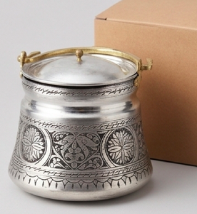 Modern Oriental Engraved Metal Spice Container With Lid Round Design <b>For</b> <b>Storage</b> <b>Jar</b> <b>Kitchen</b> Use And Home Use - Product Image 6