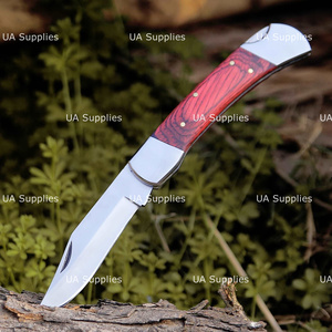 High Quality Handmade Carbon Steel Back <b>Lock</b> Folding Pocket EDC Hunting Camping Knife Wood Handle Clip Point Industrial Grade - Product Image 2