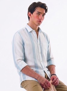Camisa Casual de Hombre Enovate Logan a Cuadros, Doble Botonadura, Manga Larga, Cuello Clásico, Transpirable, Lino/Algodón Popelín - Product Image 2