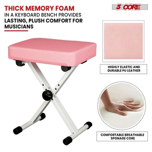 5 Core Keyboard Bench 3 Inch Padded Piano <b>Stool</b> Adjustable 20.5" Guitar Seat Heavy Duty <b>Portable</b> - Product Image 4