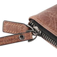 Pochette en cuir noble avec fermeture éclair et décoration lettre, sac enveloppe, pochette de 7 pouces, mode unisexe, haute qualité