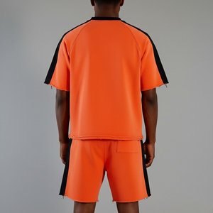 New Arrived 2026 Custom screen Printed Logo Oversized Eco-Friendly Drop Shoulder 2 Tone Loose Fit 100% Cotton men's 2 piece <b>set</b> - Product Image 6