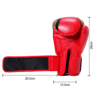 Gants de boxe rouge or en PU avec fermeture Velcro, respirants, pour adultes - Product Image 3