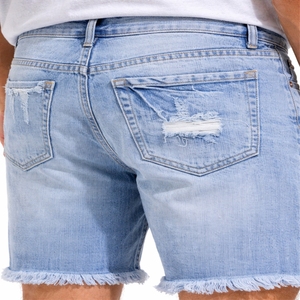 Shorts de Mezclilla para Hombre, Premium, Lavado Claro, Casuales, de Verano, de Algodón, Corte Relajado, Estilo Casual - Product Image 5