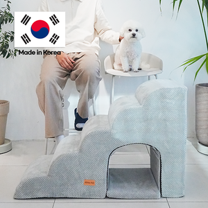 [AllmioPet] Escalier pour animaux de compagnie 3 en 1 de style grotte, 5 marches, gris AMP C5 GR, escalier intérieur pour chien, chat, chiot, chaton, animal de compagnie senior, meubles d'accès - Product Image 1