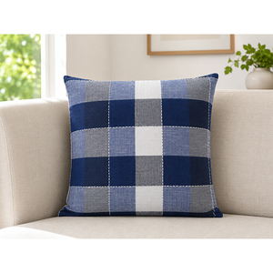 Cotton Yarn Dyed Plaid Cushion Cover | Decorative Check Throw <b>Pillow</b> Cover for <b>Sofa</b>, Bed & Home - Product Image 2