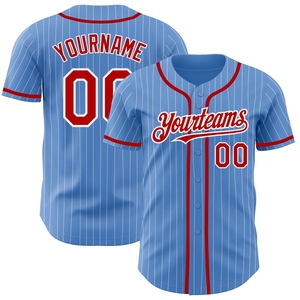 Venta al por Mayor del Jersey de Béisbol Auténtico OMMIZ INDUSTRY Personalizado en Azul Marino Claro con Rayas Rosas - Product Image 6