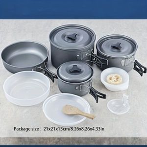 Ensemble de casseroles de camping en plein air pour 1 à 3 personnes, pliable, accessoires pour pique-nique et barbecue - Product Image 3