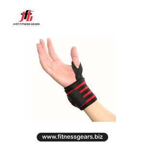 Support de poignet rouge réglable avec boucle auto-agrippante pour la musculation unisexe - Product Image 3